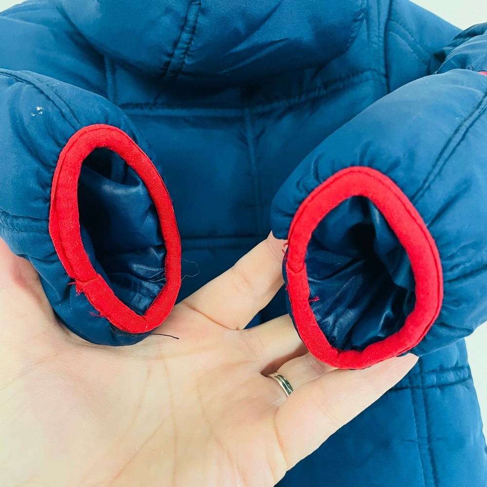Free Country Baby Quilted Hooded Bunting Snowsuit 18 Mo Sherpa Fleece Warm Navy - Picture 4 of 8